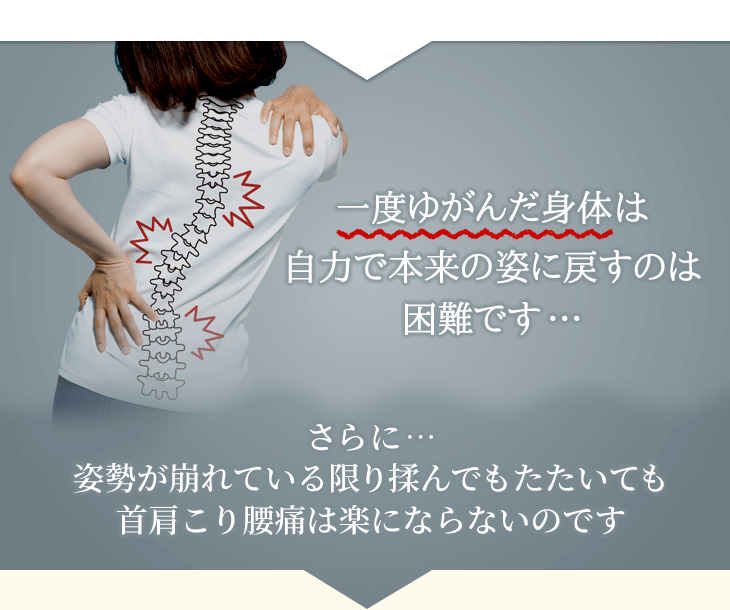 一度ゆがんだ身体は自力で本来の姿に戻すのは困難です